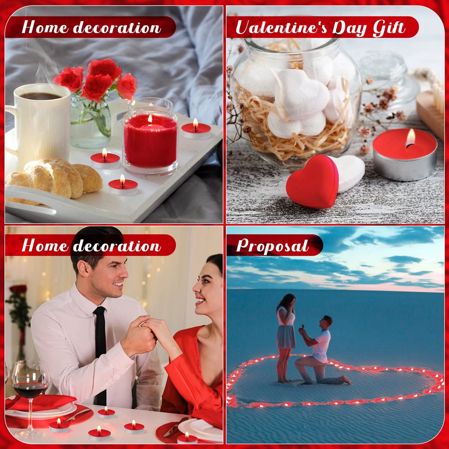 200 Pcs Tea Lights Candles Smokeless Mini Tealight Dripless Candles Bulk for Dinner Party Home Decoration Wedding Centerpiece Birthday Valentine(Red)