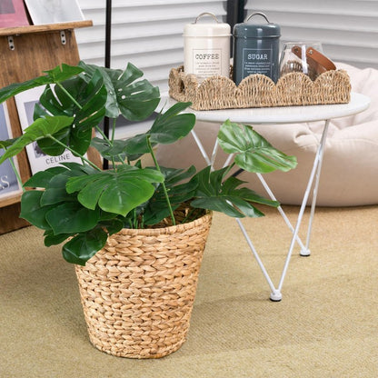 ATEDIR Small Trash Can with Lid, 4 Gallon Waste Basket with Lid, Round Wicker Waste Basket, Handwoven Lidded Trash Can for Bathroom, Bedroom, Kitchen, 2 Pack