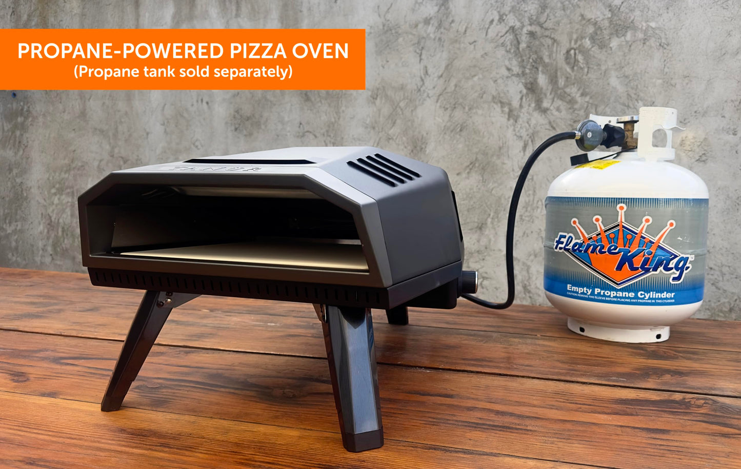 Flame King TANUR 12-inch Portable Outdoor Propane Pizza Oven Countertop for Camping, Backyard, and Tailgating, Multiple Air Vents, Piezo Auto Ignition, Non-Stick Pizza Stone