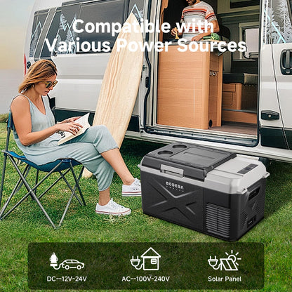 BODEGA BODEGACOOLER 12 Volt Car Refrigerator, 18 Quart Portable Freezer, Car Fridge -4℉-68℉, Compressor Electric Cooler 12/24V DC100-240 Volt AC for Outdoor RV Camping Travel Vehicles Home Use, Black