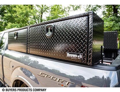 Buyers Products 1721551 Black Aluminum Diamond Tread Topsider Truck Box With Drop Door, 72 x 13 x 16 Inch, Made in The USA, Lockable Tool Chest, Durable Job Box For Storage & Organization