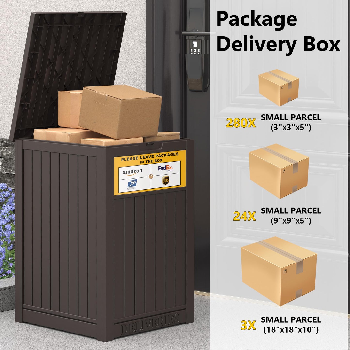 LHBGO Package Delivery Box for Outside with Sign, 48 Gallon Storage with Lockable Secure, Outdoor Package Drop Container