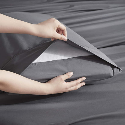 Nestl Extra Deep King Sheet Set - 6-Piece Breathable Cooling Bedding - Luxury Hotel Quality w/18-24 Inch Deep Pockets - Soft, Wrinkle-Free Dark Gray