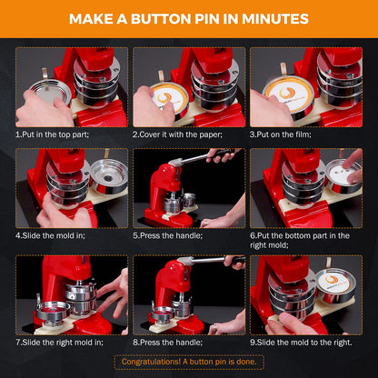 BEAMNOVA 1000 Sets of Round Button Maker Supplies 25mm / 0.98 in (Approx. 1 inch) for Round Pin Maker, Plastic Clip Bottom & Tinplate Top with Transparent Film, Machine NOT Included