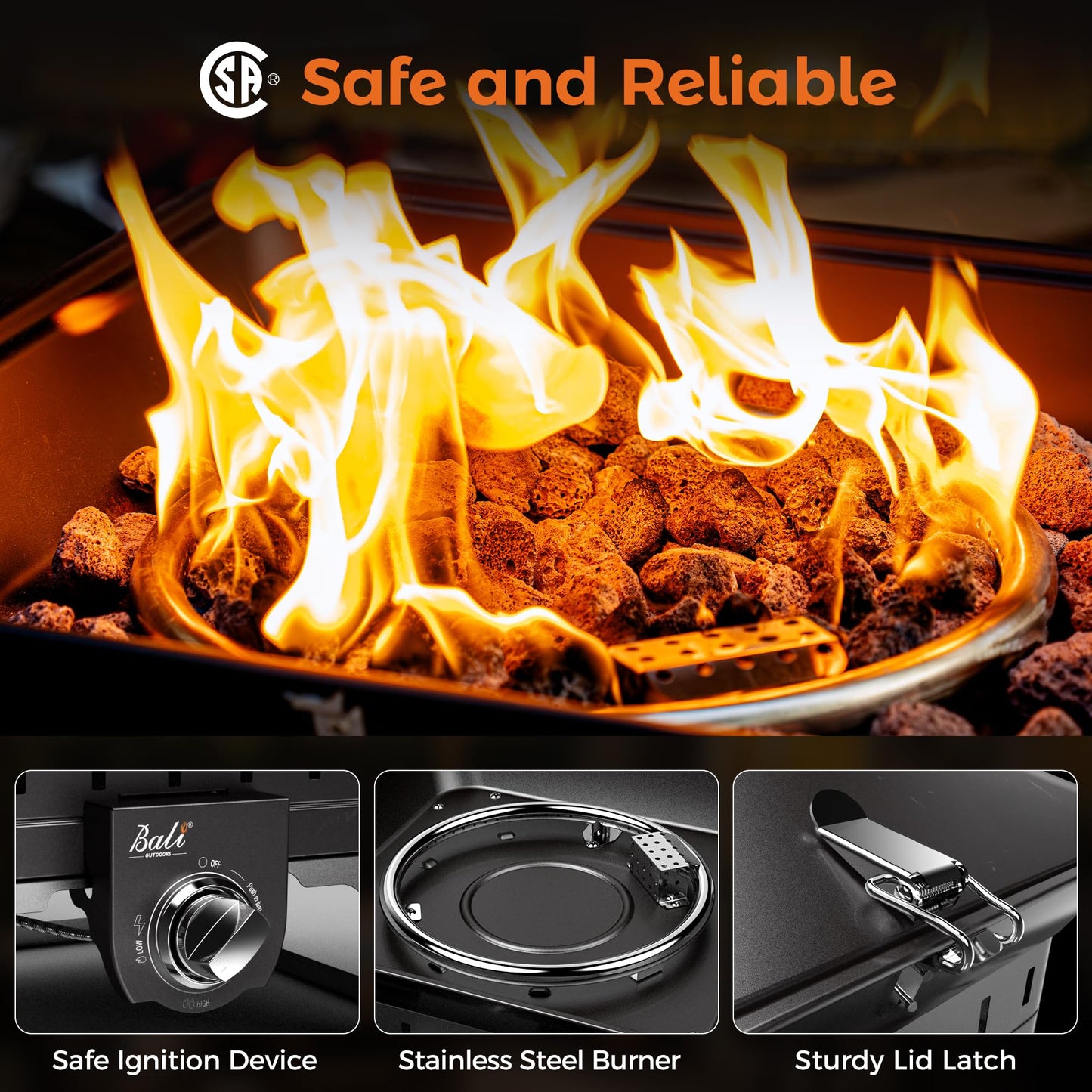 BALI OUTDOORS Propane Fire Pit Perfect for Camping Outdoor Fire Pit for Portable Firepits for Outside Outdoor Patio