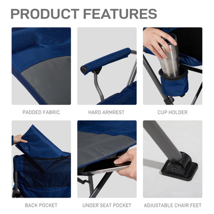 EVER ADVANCED Tall Camping Directors Chair with Cup Holder 31", Bar Height Folding Chair for Camping, Sports with Carry Bag, Mesh Pockets and Footrest, Heavy Duty 300 lbs, Blue