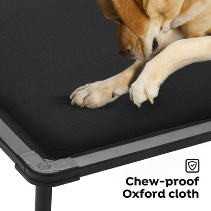 Veehoo Chew Proof Elevated Dog Bed, Indestructible Raised Dog Cot, Orthopedic Dog Platform Bed with Soft Padded Mat, Durable Waterproof Pet Cot for Indoor, Outdoor or Crate, 49-Inch, Black