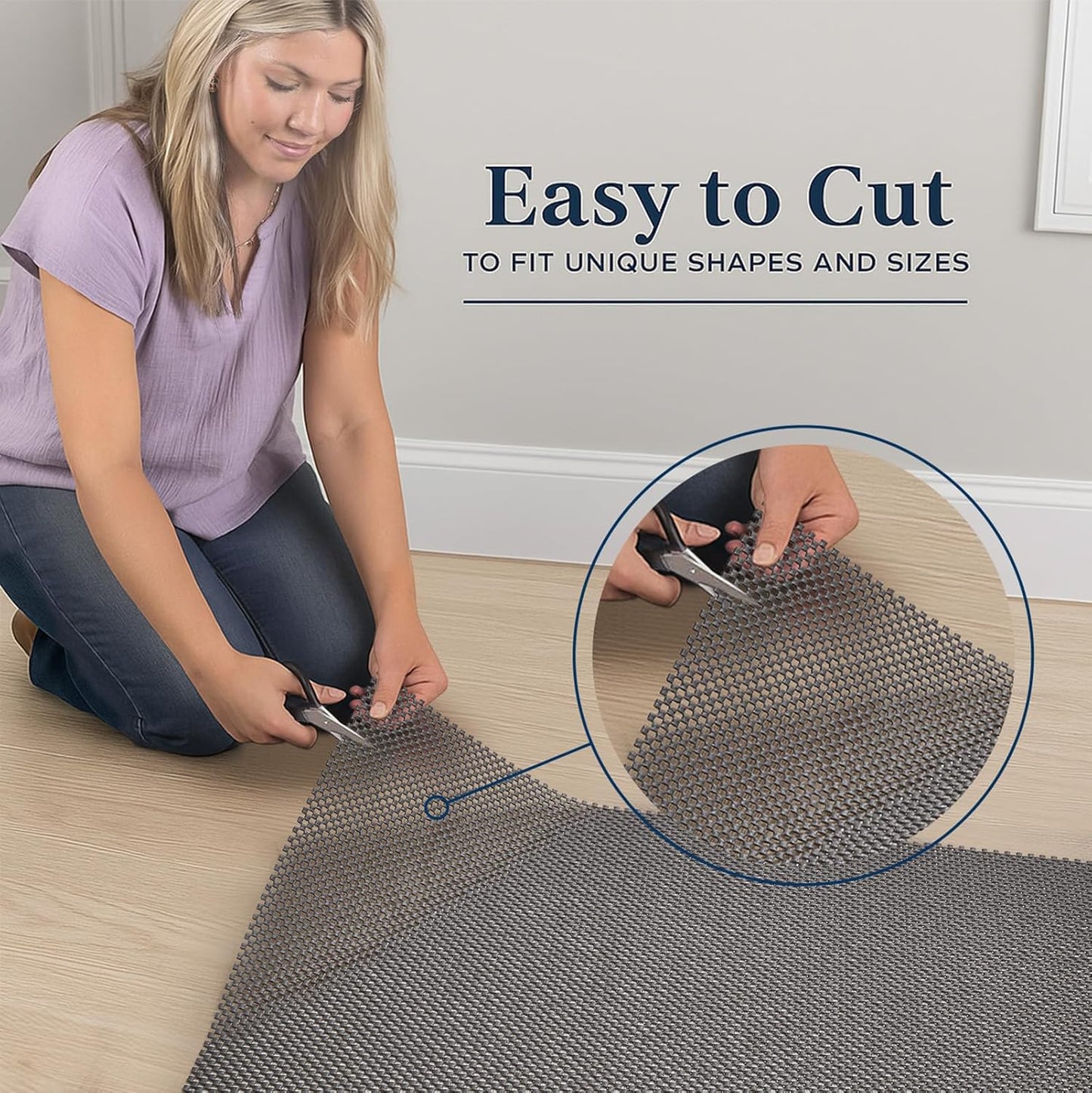 Veken Rug Gripper Pad - Non-Slip 2x4 Ft Area Rug Pad for Hardwood & Tile Floors - Thick Dark Grey Anti-Skid Mat