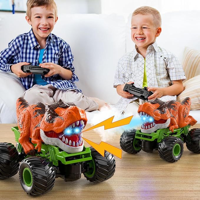 Bennol Remote Control Dinosaur Car for Boys Kids 2.4Ghz RC Dinosaur Truck Toys for Toddlers Electric Hobby RC Car Toys with Light &amp Sound Spray Birthday Gift for 3 4 5 6 7 8 Year olds Kids Boys