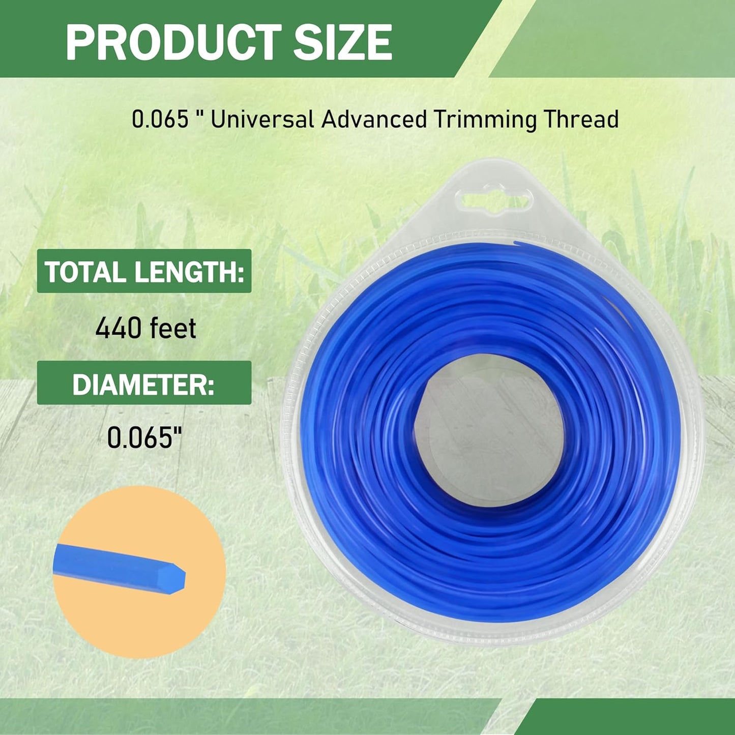 Universal .065 Inch Trimmer Line by [Brand Name] - 440-Foot Commercial Grade Weed Eater String (Blue)