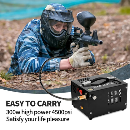 PCP Air Compressor 4500Psi/30Mpa Water/Oil Free PCP Air Pump Rifle,12V Automotive DC 110V AC PCP Airgun Compressor With Power Converter,Built-in Fan,Suitable for Paintball, Air Rifle
