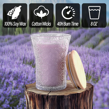 HAVITI Lavender Candle, 8 OZ Scented Candles Soy Jars Candles for Women Galentines Valentines Mother's Day Gift, Aromatherapy Purple Candles for Home Scented Bridal Shower