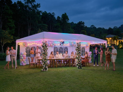 HOTEEL 10x30 FT Party Tent Outdoor Canopy Tents for Parties with 8 Removable Sidewalls, Carpas para Fiestas Waterproof for Gazebo Large Backyard Shelter Patio Wedding Event Tent BBQ White