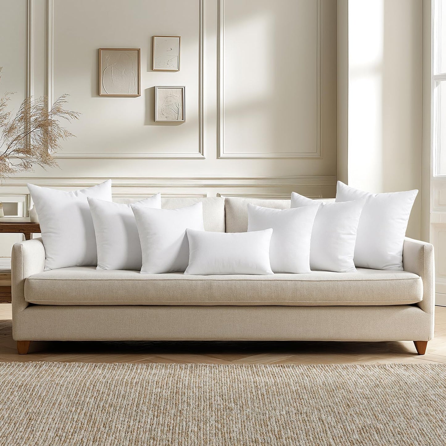 MIULEE Throw Pillow Inserts - Pack of 4, 18x18 Inch, 100% Virgin Fiber Filling for Bed & Couch