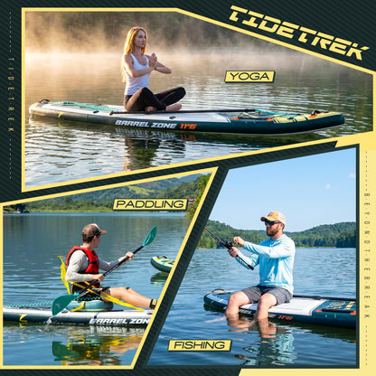 TIDETREK 11'6" Inflatable Stand Up Paddle Boards, Premium SUP Accessories, Non-Slip Comfort Deck for Youth & Adults (Royal Teal/Kayak Seat)