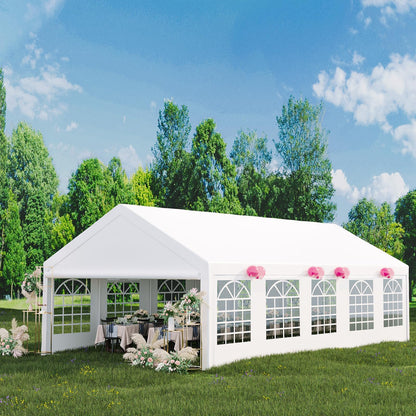 GarveeLife 16x32 ft Outdoor Party Tent Canopy for Weddings & Events - Pavilion with Removable Sidewalls, Waterproof Fabric, Easy Setup, and 3 Storage Bags, White.
