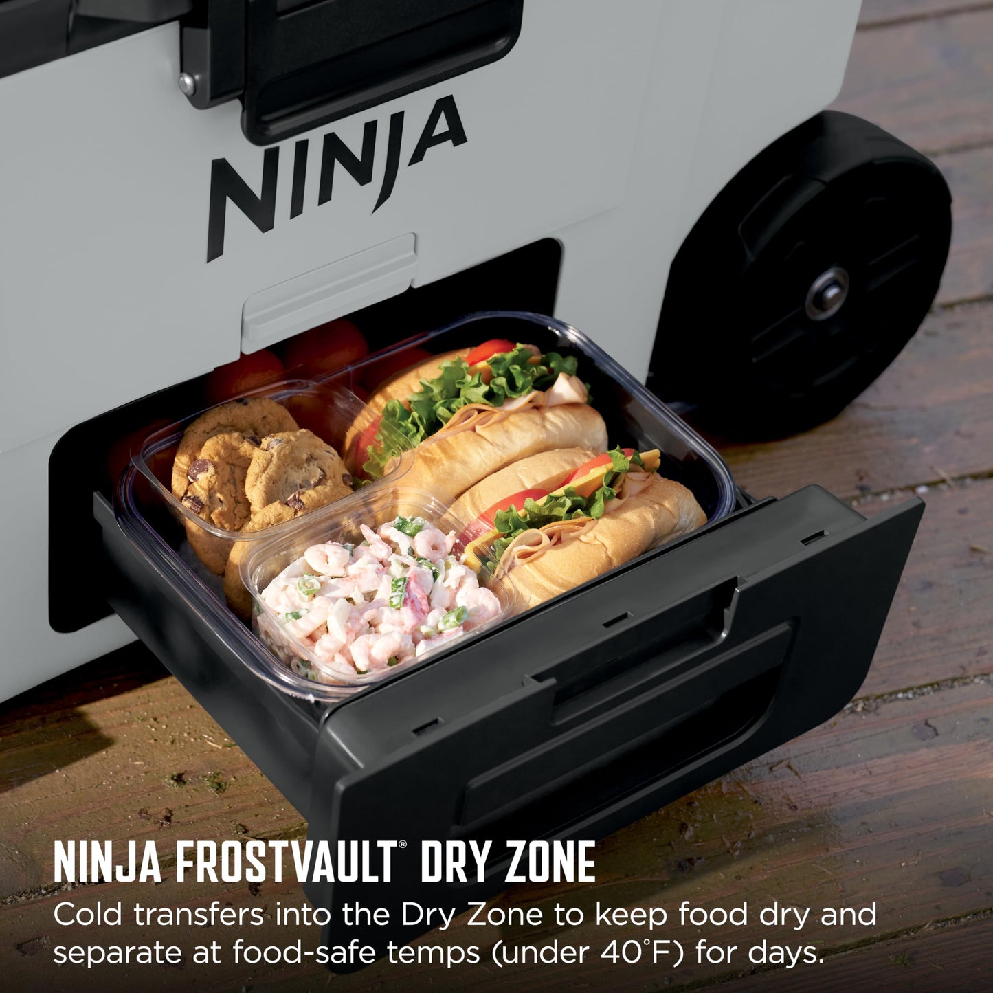 Ninja FrostVault 45QT Cooler with Wheels | Insulated with Temp Dry Storage Drawer | Keeps Ice Cold for Days | for The Beach, Camping, Picnics & More | Halocline Green | FB245TL