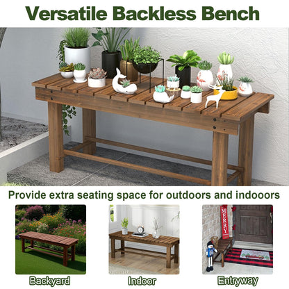 YangAera 47.2'' Outdoor Garden Benches Weatherproof Patio Bench Two-Person Seat Backless Bench Wood Bench with Slatted High Temperature Bench for Front Porch Backyard (Upgraded to Prevent Fading)