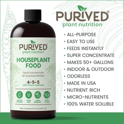 Purived All-Purpose Liquid Plant Fertilizer - Makes 50 Gallons, All-Natural & Groundwater Safe, 16oz
