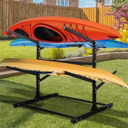 TPHUC Kayak Stand Freestanding Storage Rack for Kayak Canoe, Boat, Sup, Surfboard Bracket for Indoor, Outdoor, Garage, Shed, Dock with Lockable Wheel Wide Adjustable (4 Levels, Style 2)
