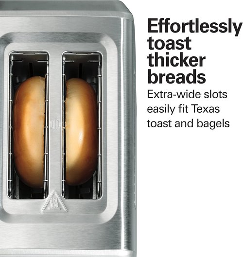 Hamilton Beach 2-Slice Toaster - Extra-Wide Slots, Bagel Setting & Stainless Steel Finish