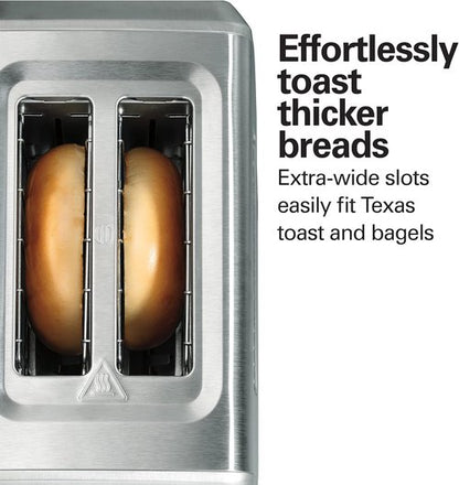 Hamilton Beach 2-Slice Toaster - Extra-Wide Slots, Bagel Setting & Stainless Steel Finish