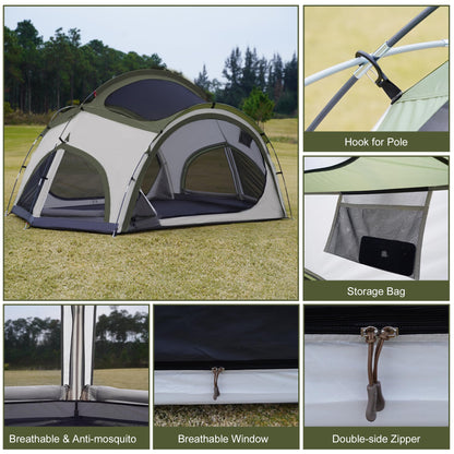 Vidalido 3-4 Person Camping Tent with 2 Large Mesh Door 4 Mesh Window Family Tents, Double Layer Waterproof Portable Easy Setup Camp Tent, Canvas Dome Tents for Camping Outdoor Hiking and Backpacking