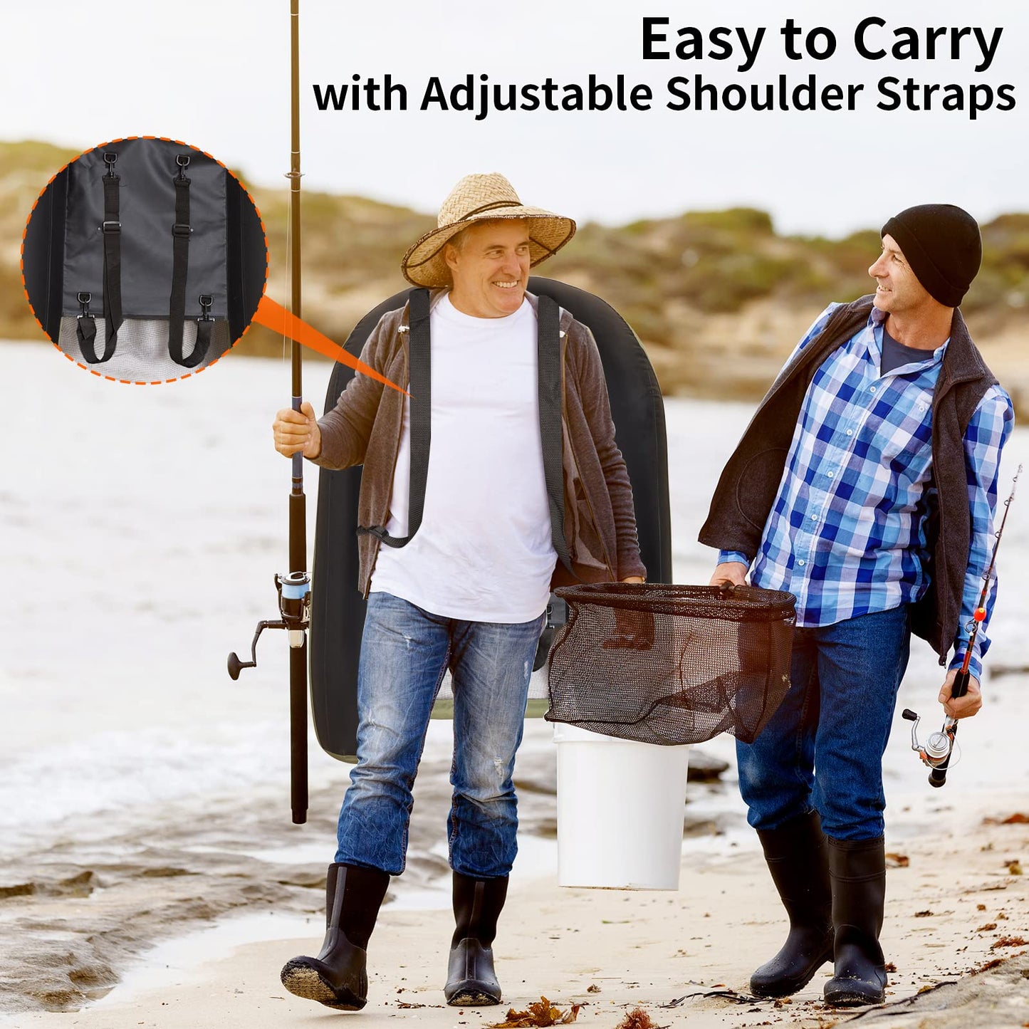Xproutdoor Fishing Float Tube with Adjustable Backpack Straps, Storage Pockets, Fish Ruler, Fly Fishing Boat with Pump, Oar, Rod Holder and, Fins (Army Green, 27.09 x 20.31 x 10.79in)