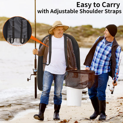 Xproutdoor Fishing Float Tube with Adjustable Backpack Straps, Storage Pockets, Fish Ruler, Fly Fishing Boat with Pump, Oar, Rod Holder and, Fins (Army Green, 27.09 x 20.31 x 10.79in)