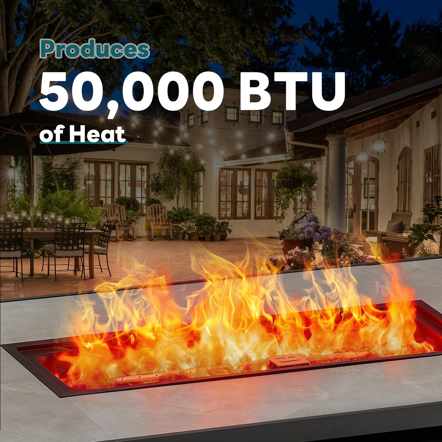OLIXIS 43 Inch Propane Fire Pit Table, 50,000 BTU Gas Fire Pit Table for Outside, Outdoor Fire Table for Patio/Deck/Garden/Backyard/Balcony, 2-in-1 Rectangular Firepit Table, CSA Certification, Black