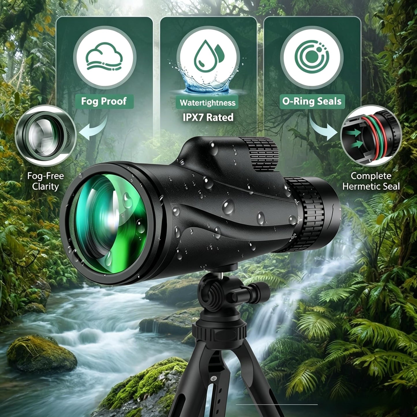 Monocular-Telescope 80x100 High Powered Monoculars High Definition for Adults High Powered with Smartphone Adapter Telescope Bird Watching Travel Camping Hiking
