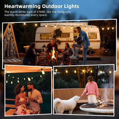 FOOMAN LED Outdoor String Lights, 500FT Outside Waterproof Hanging Patio Lights with 250+10 Shatterproof ST38 Edison Bulbs, 2700K Warm White, Dimmable Light for Back Yard Porch Party Gazebo Bistro