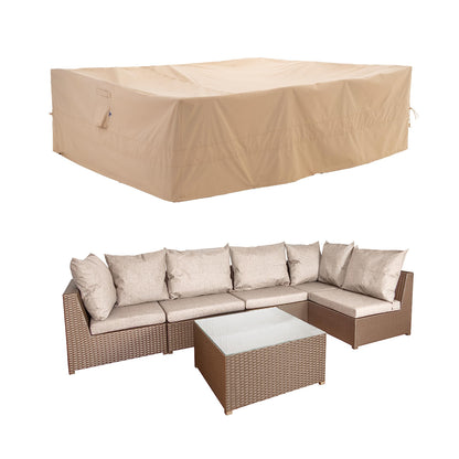 WJ-X3 Large Rectangular Beige Heavy-Duty Patio Table Cover, 136x88x36in - Wind-Resistant, Waterproof, Anti-Fade - Perfect for Outdoor Sectional Furniture Sets