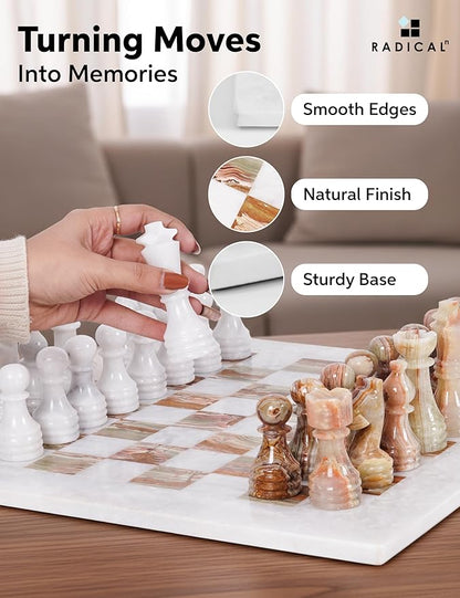 Radicaln Marble Chess Set 15 Inches White and Green with Storage Box Handmade Luxury Board Games for Adults Ideal Marble Chess Board Game Set &amp Chess Pieces