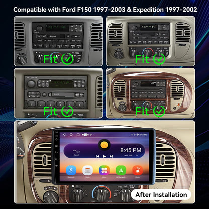 Android 14 Car Stereo Radio Compatible with Ford F150 1997-2003 Expedition 1997-2002 Wireless CarPlay & Android Auto AHD Backup Camera Upgrade 9" Touch Screen GPS WiFi FM Bluetooth 2+64G (Inches, 9)