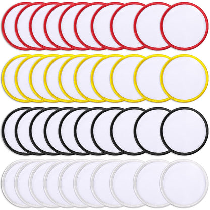 40 Pieces Iron on Round Sublimation Patch Blank Fabric Circle White Patch Circle White Patches Heat Transfer Repair Blank Patches for Clothes, Hats, Uniforms, Backpacks, Shoes