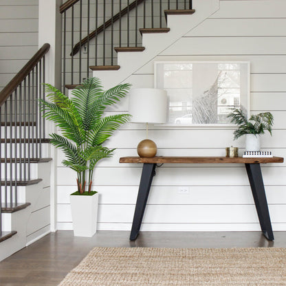 ASTIDY Artificial Palm Tree 5FT - Fake Tree with White Tall Planter - Faux Tropical Areca Floor Plant in Pot - Artificial Silk Plant for Home Office Living Room Decor Indoor