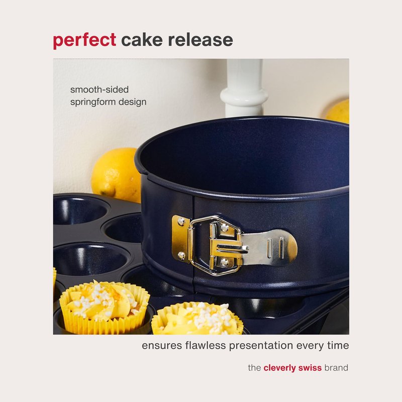 Zyliss E980194 Non-Stick Springform Cake Tin | 23cm/9in | Carbon Steel | Dark Blue | Baking Tin/Bakeware/Cake Mould | Dishwasher Safe | 5 Year Guarantee