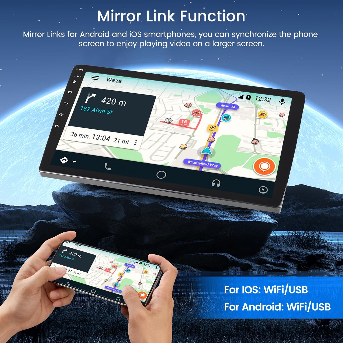 Car Radio for Jeep Compass Patriot 2007 2008 2009: 2G+64G Car Stereo with Wireless Carplay Android Auto, 10.1 inch Touch Screen with Bluetooth Upgrade for Compass Patrio with GPS WiFi SWC FM RDS DSP