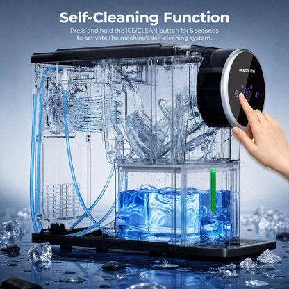 Antarctic Star Nugget Ice Maker Countertop, Gen 2 Self-Cleaning Portable Ice Machine, 33 lbs/24H, 1.8L Water Tank, 1.5 lbs Ice Storage, Touch Screen & Auto Ice Drop, for Home/Office/Kitchen