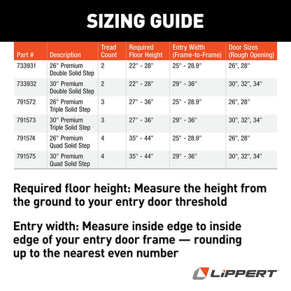 Lippert-791573 Solid Step Triple Step for RV and Travel Trailer Entry Doorway , 30-inch,Black