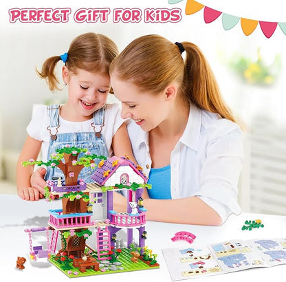 Tree House Building Set for Girls - 558pcs Treehouse Building Blocks Toys Forest Camp House Bricks Kit with Animals Birthday for Kids Girls Boys Age 6 7 8 9 10 11 12+