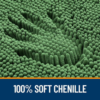 OLANLY Large Bathroom Rugs - Extra Soft Chenille Bath Mats | 70x46, Quick Dry, Machine Washable, Olive Green