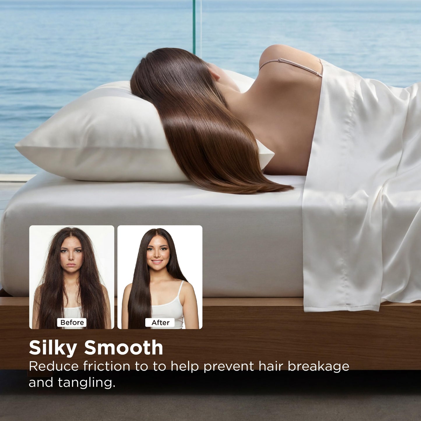 Bedsure Cooling Comforter Bundle Cooling Pillow Cases for Hot Sleepers with Dual-Sided Cool Tech, 2 Pack HA & Ceramides Infused Silky Cooling Pillowcases Soft for Skin & Hair, White, King Size