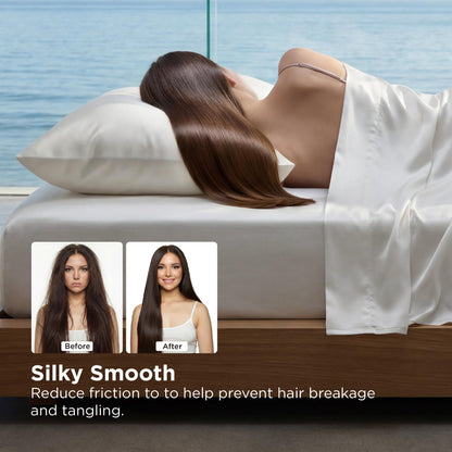 Bedsure Cooling Comforter Bundle Cooling Pillow Cases for Hot Sleepers with Dual-Sided Cool Tech, 2 Pack HA & Ceramides Infused Silky Cooling Pillowcases Soft for Skin & Hair, White, King Size