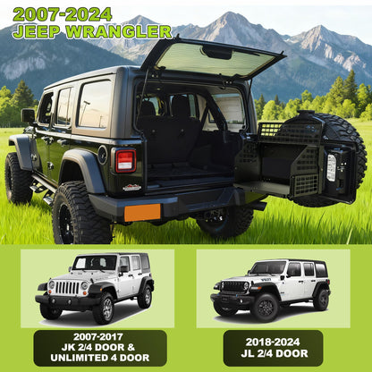 Turmaul Tailgate Table w/Molle Panel Compatible with Jeep Wrangler 2007-2017 JK JKU 2018-2023 JL JLU 2/4 Door Rear Door Foldable Cargo Shelf Storage Rack Camping Travel Cooking Outdoor Accessories