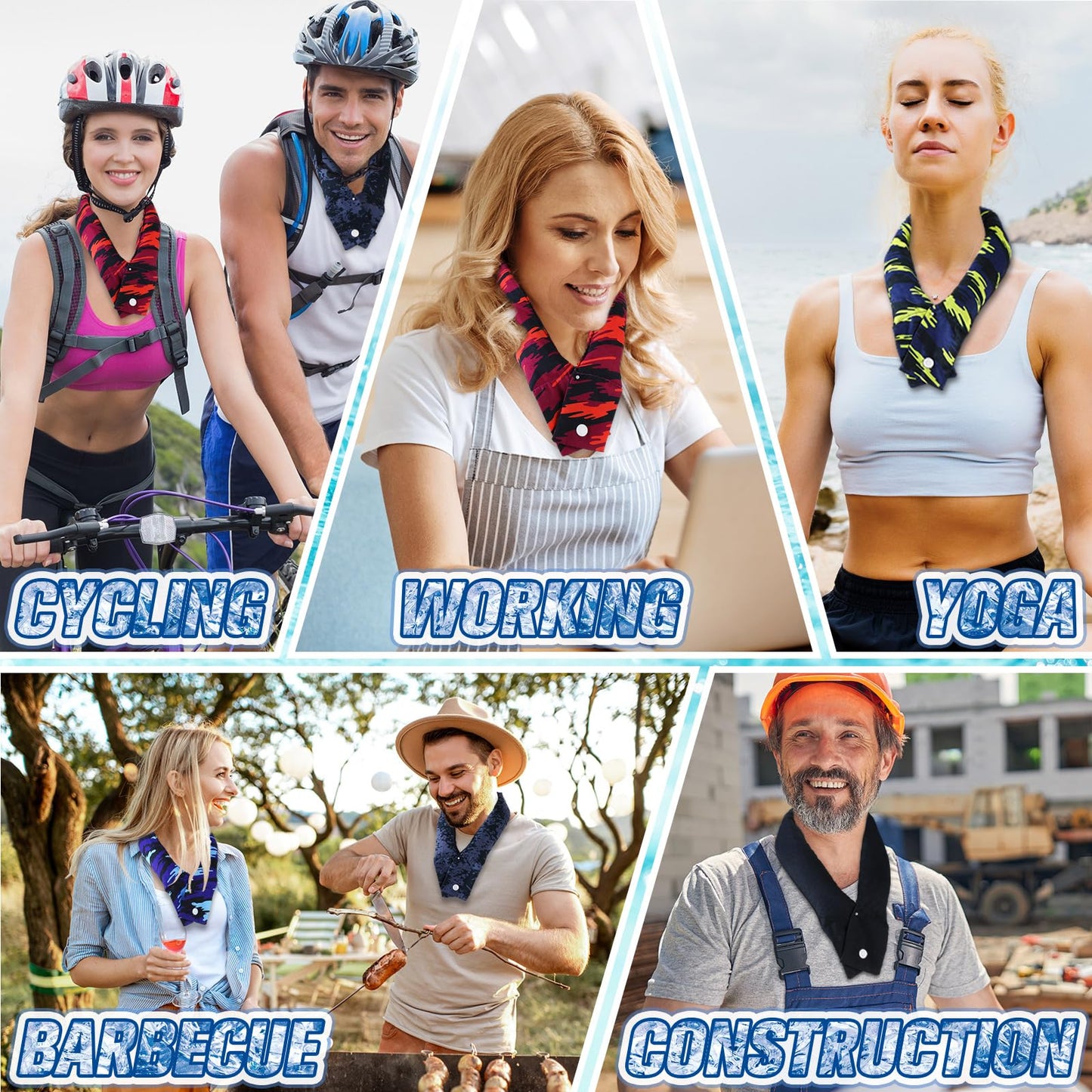 Tarpop 240 Pieces Cooling Neck Wraps Bulk Camo Ice Cooling Bandana Reusable Cooler Scarf Tube for Hot Weather Outdoor Fishing Running