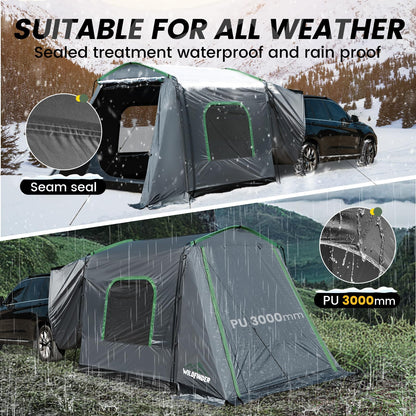 WildFinder SUV Tent, 5-9 Person Rectangle Car Tent for Family, Waterproof & Windproof for Car Camping, Large Camping Tents with Storage Bag, SUV, Van, Jeep, Pickup 8FT L x 10.6FT W x 7.2FT H