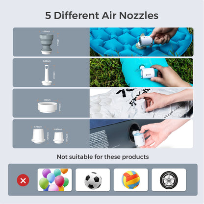 FLEXTAILGEAR Tiny Portable Air Pump Ultra-Mini, with 1300mAh Battery USB Rechargeable to Inflate Deflate for Pool Floats Air Bed / Mattress Swimming Ring Vacuum Storage Bags