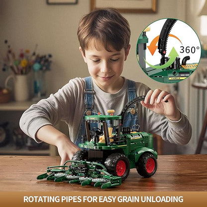 Technic Tractor Building Block Set Farm Truck &amp Harvester Building Toys with Moveable Grain Head Stem Construction Vehicles Model Christmas Birthday Gift for Adults Boys Age 8-12(1162Pcs)